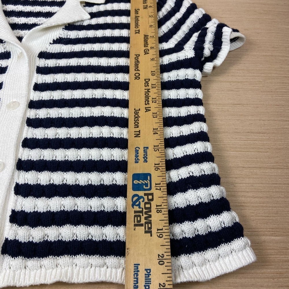 Old Navy Navy & White Striped Knit Polo Cardigan Size L - Picture 4 of 8